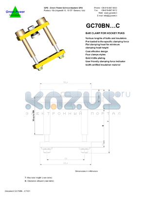 GC70BN5010005C datasheet - Bar clamp for hockey punks