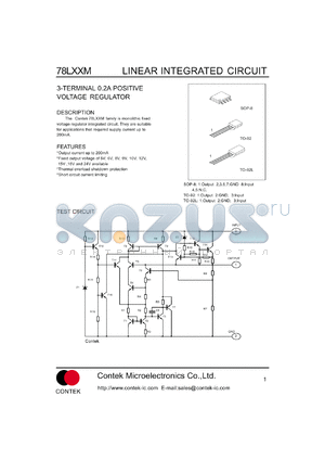 78L15M datasheet - 3-terminal positive voltage regulator. Output voltage 15V. Output current 200 mA