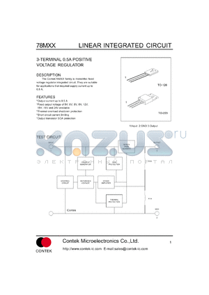 78M09 datasheet - 3-terminal positive voltage regulator. Output voltage 9.0V. Output current 0.5A