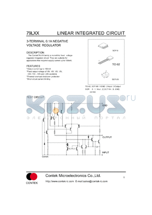 79L24 datasheet - 3-terminal negative voltage regulator. Output voltage -24.0V. Output current 100 mA