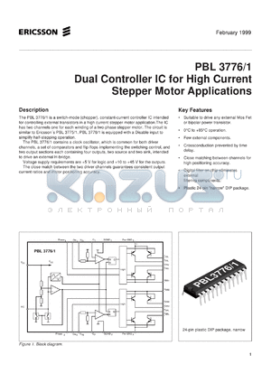 PBL3776/1NS datasheet - Dual controller IC for high current stepper motor applications