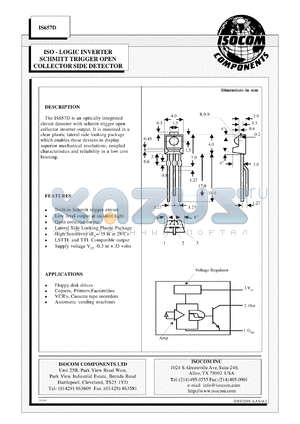 IS657D datasheet - ISO-logic inverter schmitt trigger open collector side detector