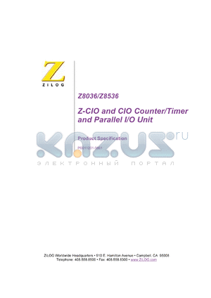 Z8036PE datasheet - Z-CIO and CIO counter/timer And parallel I/O unit, 4 MHz