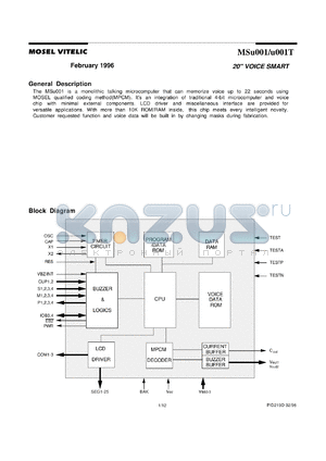 MSU001T datasheet - 2.4-6V 20 voice SMART