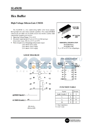 SL4503BN datasheet - Hex buffer. High-voltage silicon-gate CMOS.