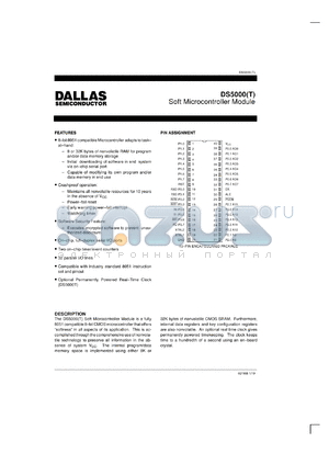 DS5000T datasheet - Soft Microcontroller Module, RAM 8K, 16 MHz, timekeeping