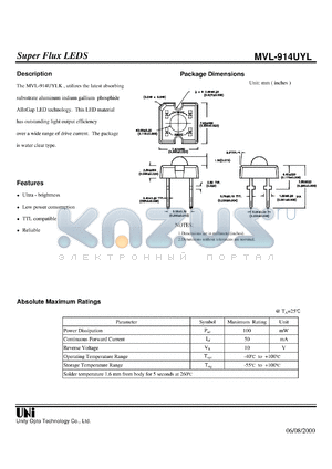 MVL-914UYLK datasheet - Super flux LED