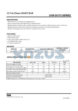 UVB-57173G datasheet - Light BAR