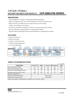 UVP-2688AC datasheet - 8 x 8 DOT matrix LED display