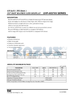 UVP-4157AG datasheet - 5 x 7 DOT matrix LED display