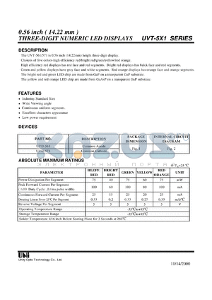 UVT-561HR datasheet - Three-digit numeric LED display