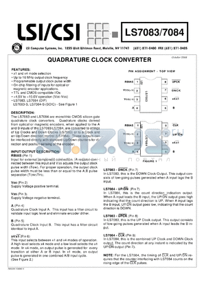 LS7083-S datasheet - Quadrature clock converter