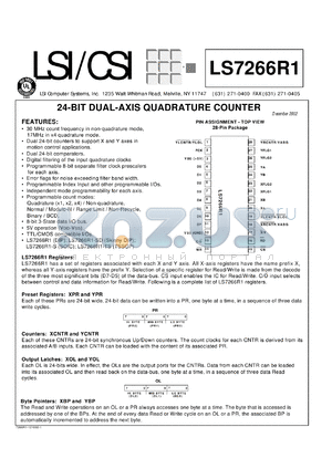 LS7266R1-SD datasheet - 24-bit dual-axis quadrature counter