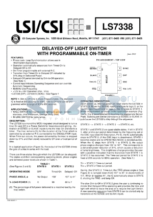 LS7338-S datasheet - Delayed-off light switch with programmable on-timer