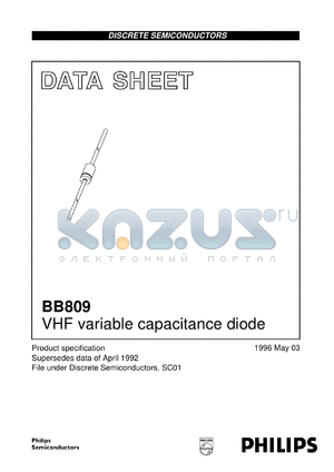 BB809 datasheet - VHF variable capacitance diode