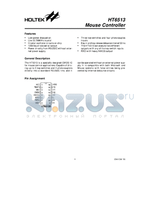 HT6513B datasheet - Mouse controller