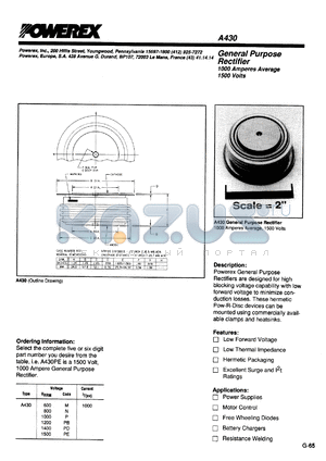 A430B datasheet - 200V, 1000A general purpose single diode