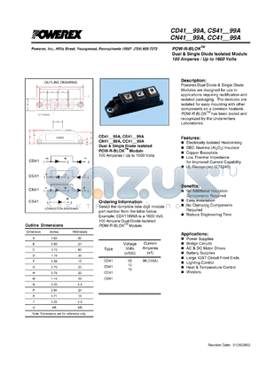 CC411299A datasheet - 1200V, 100A general purpose common cathode diode