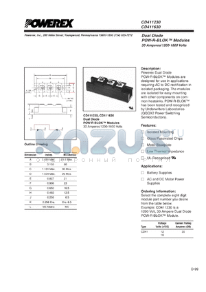 CD411630 datasheet - 1600V, 30A general purpose dual diode