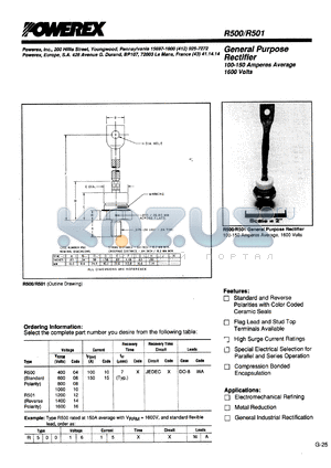 R5001610XXWA datasheet - 1600V, 100A general purpose single diode