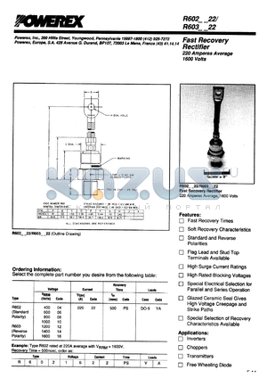 R6020622PSYA datasheet - 600V, 220A fast recovery single diode