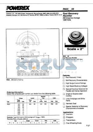 R622-55 datasheet - 1400V, 550A fast recovery single diode