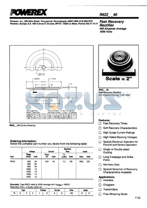 R6220240HS datasheet - 200V, 400A fast recovery single diode