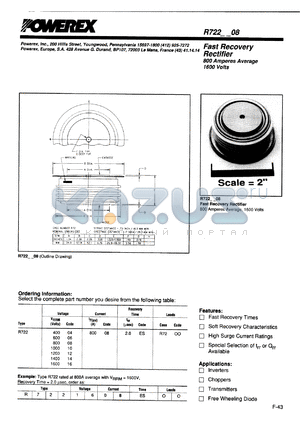 R7220208ES datasheet - 200V, 800A fast recovery single diode