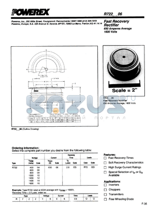 R7220406HS datasheet - 400V, 600A fast recovery single diode