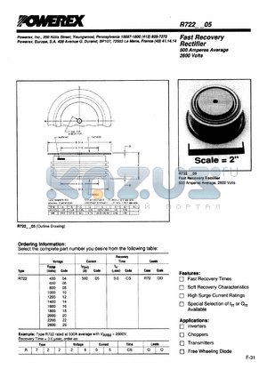 R7221405ES datasheet - 1400V, 500A fast recovery single diode