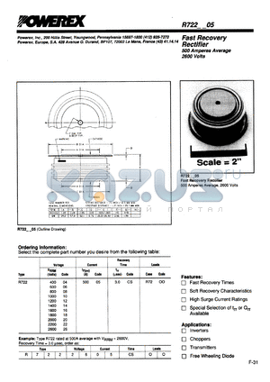 R7222505CS datasheet - 2500V, 500A fast recovery single diode