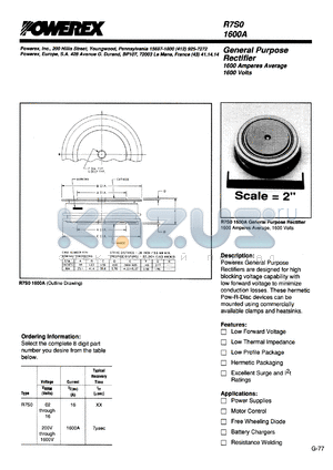 R7S00616 datasheet - 600V, 1600A general purpose single diode