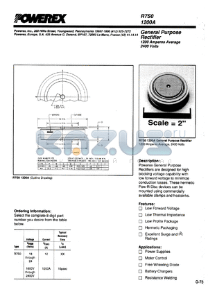 R7S01412 datasheet - 1400V, 1200A general purpose single diode