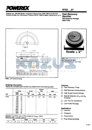 R7S2--07 datasheet - 2400V, 700A fast recovery single diode