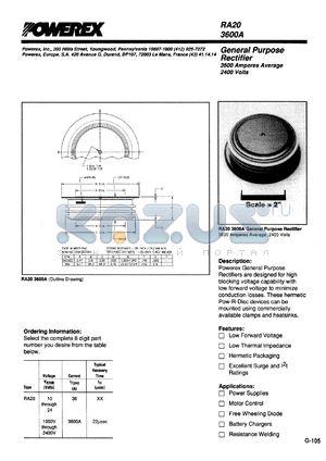 RA201236 datasheet - 1200V, 3600A general purpose single diode