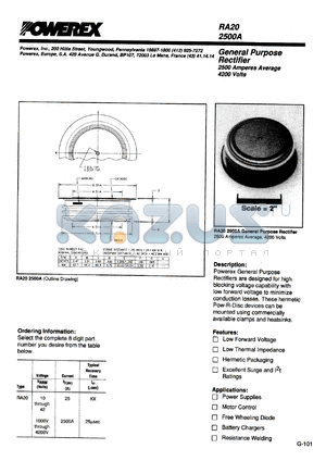 RA202425 datasheet - 2400V, 2500A general purpose single diode