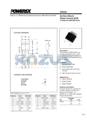 CR5AS-8 datasheet - 400V, 5A low power SCR