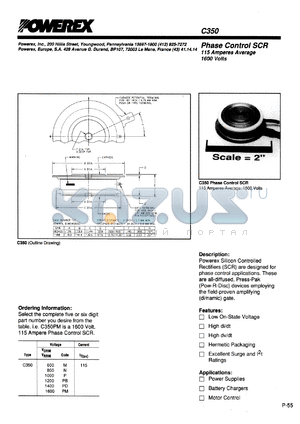 C350B datasheet - 200V, 115A phase control single thyristor