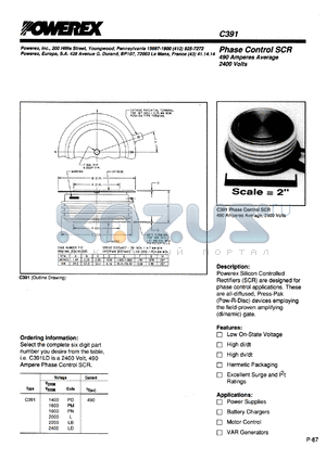 C391M datasheet - 600V, 490A phase control single thyristor