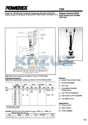 T500144004AQ datasheet - 1400V, 40A phase control single thyristor