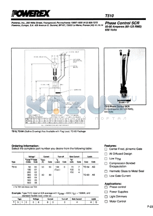 T510005004AQ datasheet - 50V, 50A phase control single thyristor