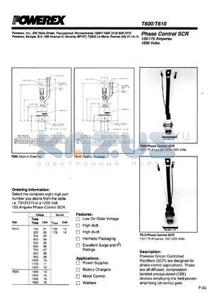 T600101504BT datasheet - 1000V, 150A phase control single thyristor