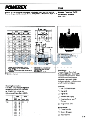 T760 datasheet - 2000V, 300A phase control single thyristor