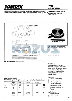 T7S0176504DN datasheet - 1700V, 650A phase control single thyristor