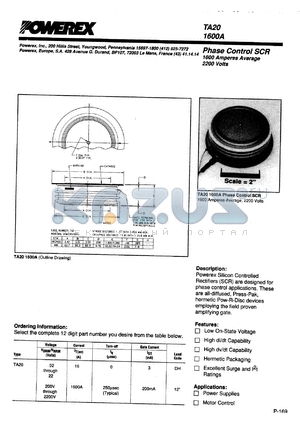 TA20041603DH datasheet - 400V, 1600A phase control single thyristor