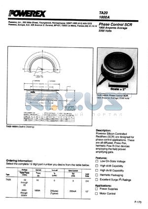 TA20061803DH datasheet - 600V, 1800A phase control single thyristor