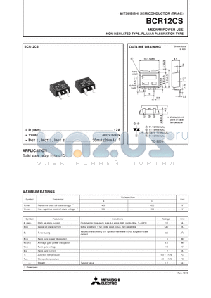 BCR12CS-12L datasheet - 600V, 12A triac