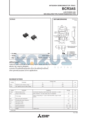 BCR3AS-12L datasheet - 600V, 3A triac