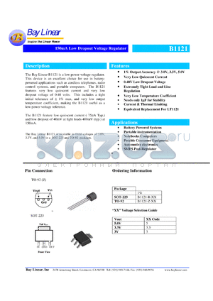 B1121-R-3.3 datasheet - 3.3V 150mA low dropout voltage regulator