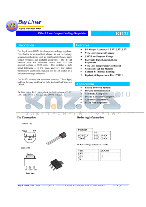B1121-Z-5.0 datasheet - 5.0V 150mA low dropout voltage regulator